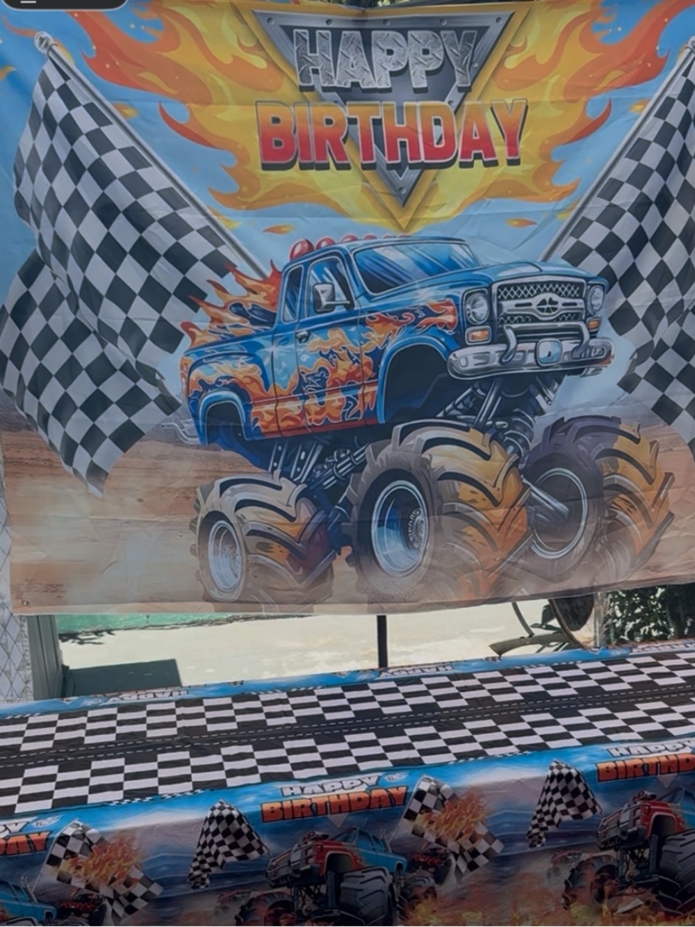 Monster truck Birthday Party Decorations backdrop